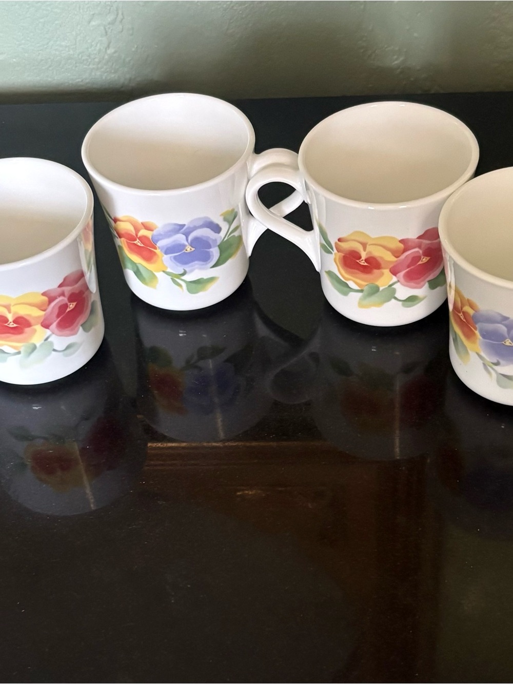 Corning Corelle Summer Blush 4 Coffee Cups Mugs Floral Vintage 5.5” High